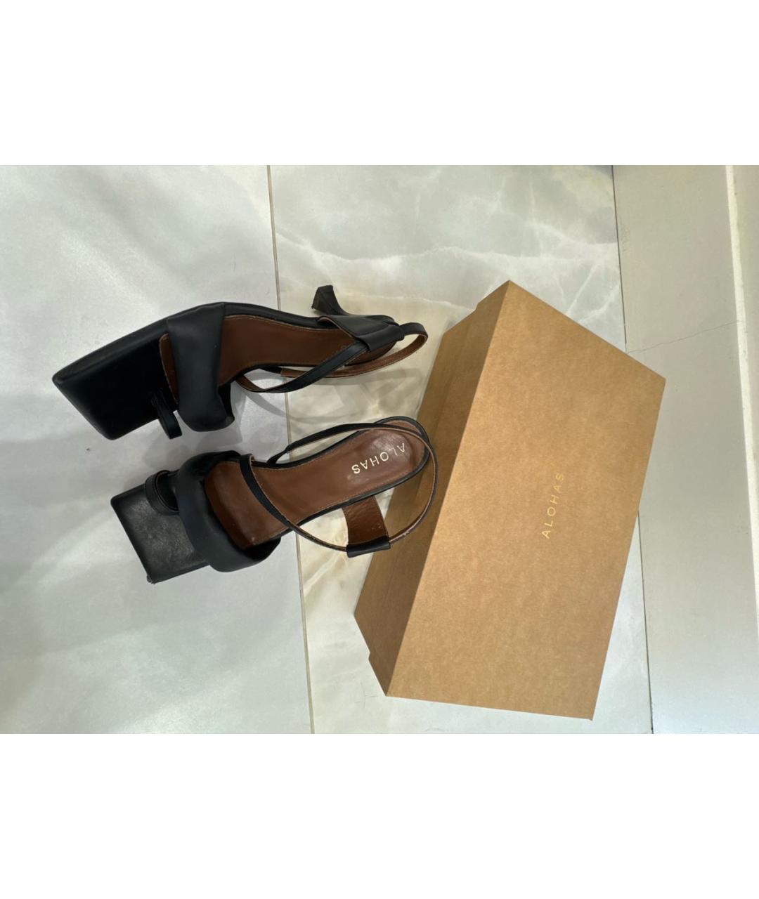 ALOHAS Черные кожаные босоножки, фото 2
