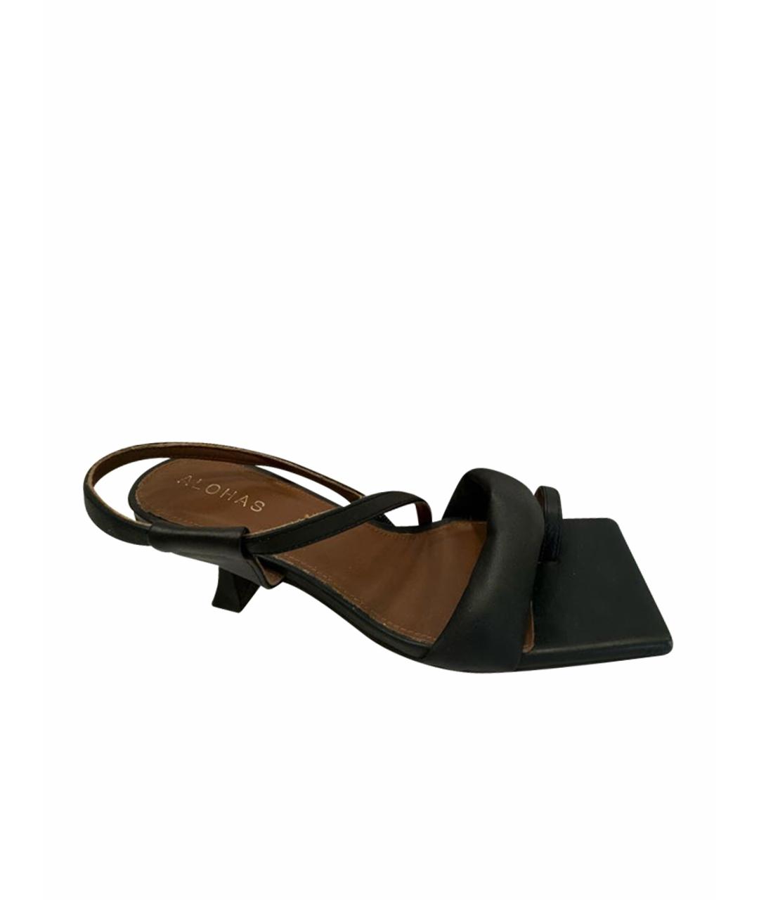 ALOHAS Черные кожаные босоножки, фото 1