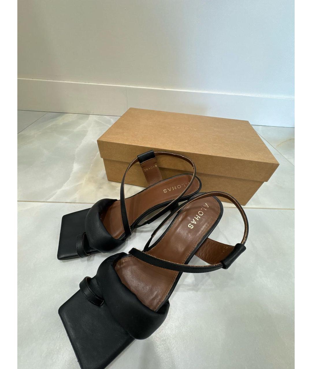 ALOHAS Черные кожаные босоножки, фото 3