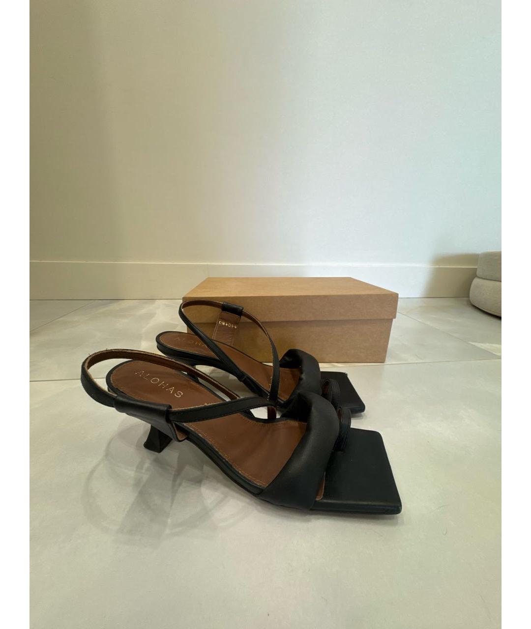 ALOHAS Черные кожаные босоножки, фото 7