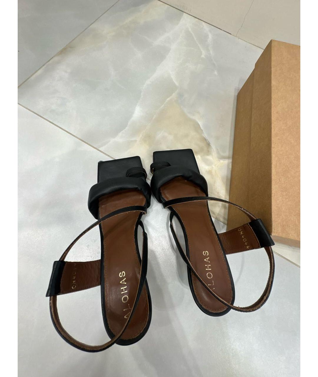 ALOHAS Черные кожаные босоножки, фото 6