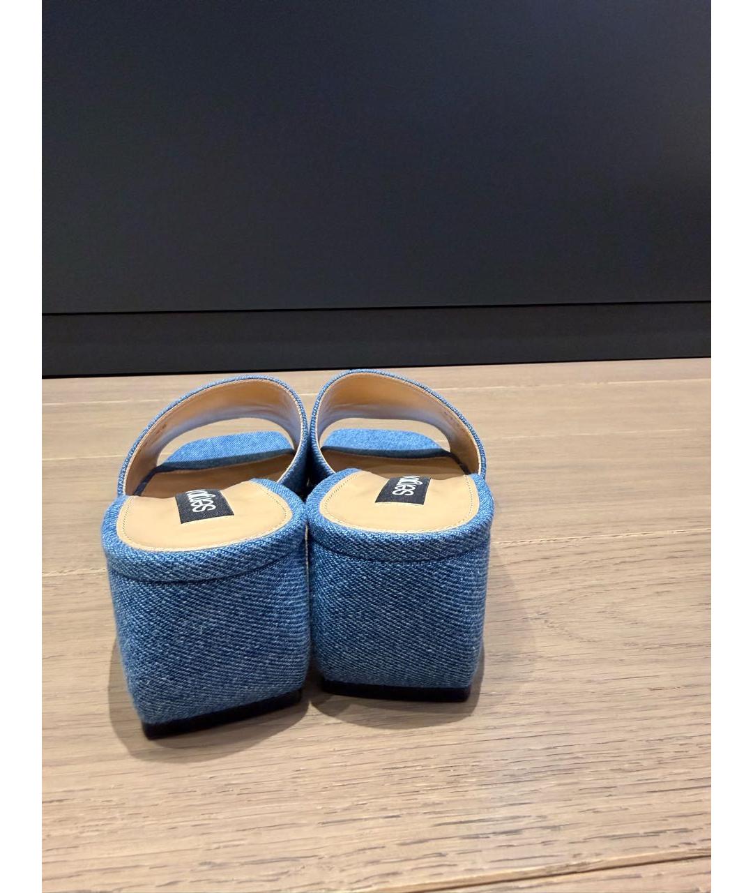 SERGIO ROSSI Синие текстильные мюли, фото 4