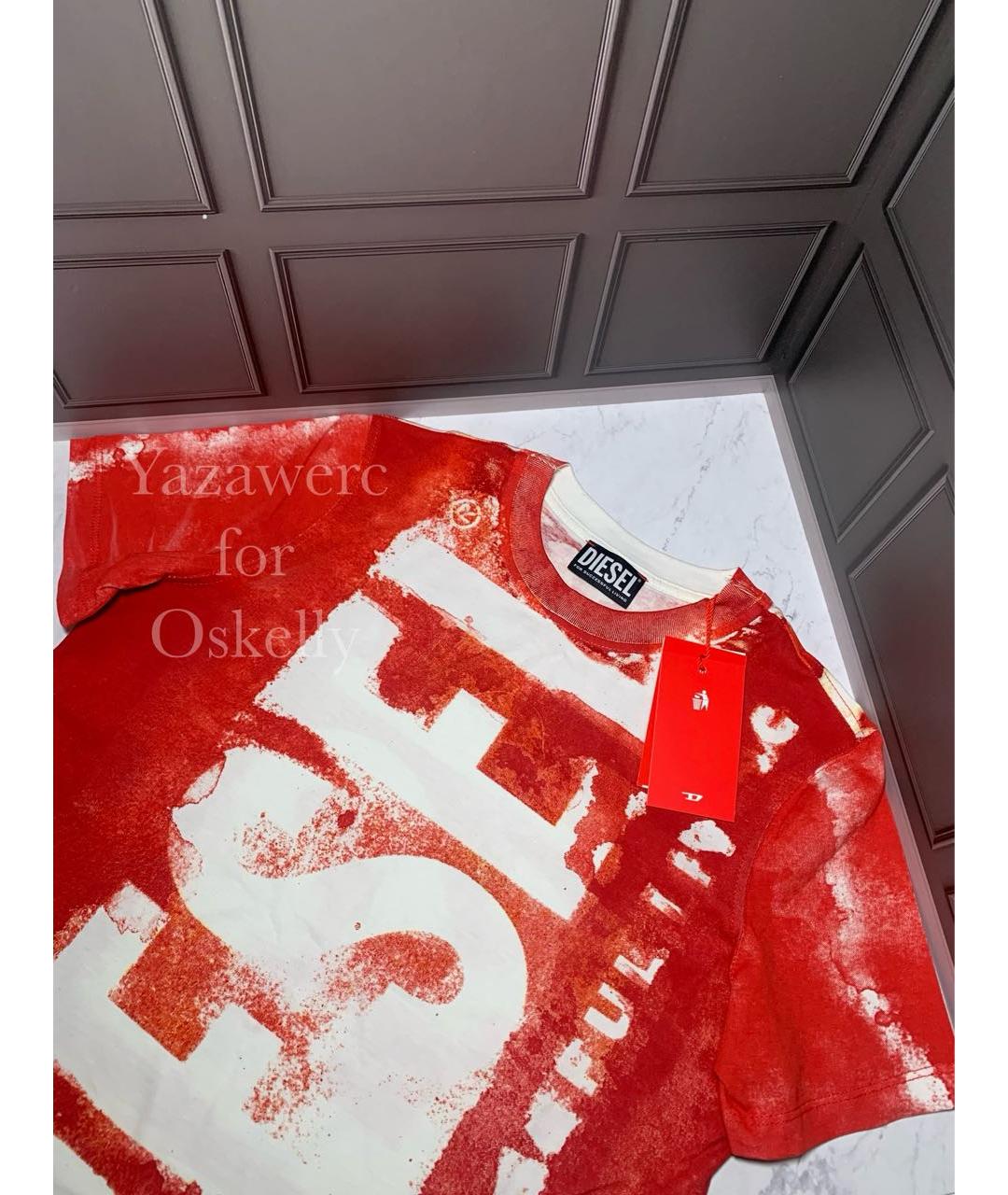 DIESEL Красная хлопковая футболка, фото 6
