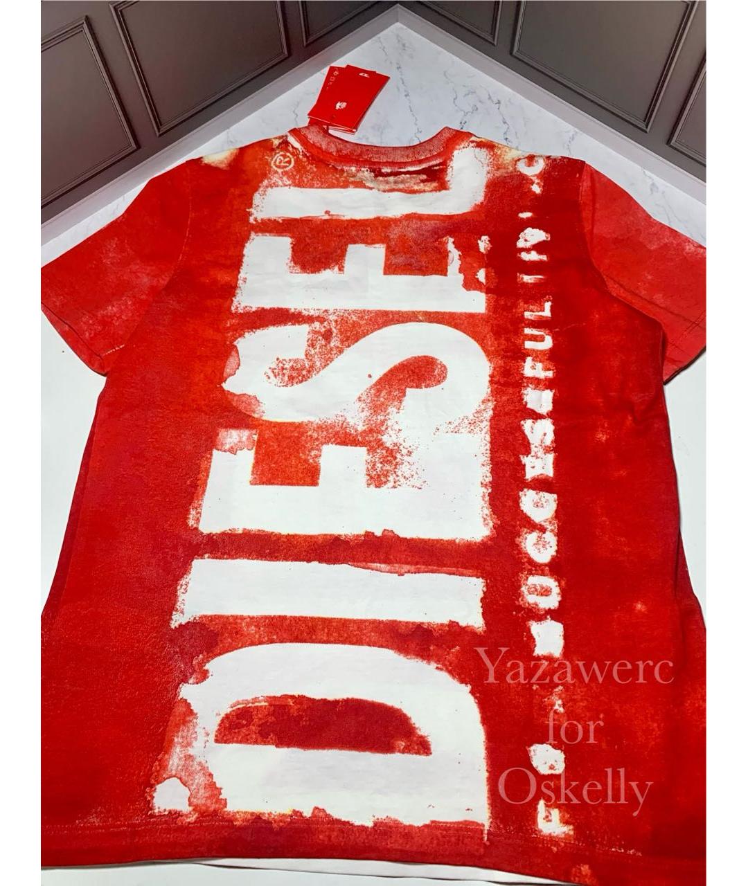 DIESEL Красная хлопковая футболка, фото 5