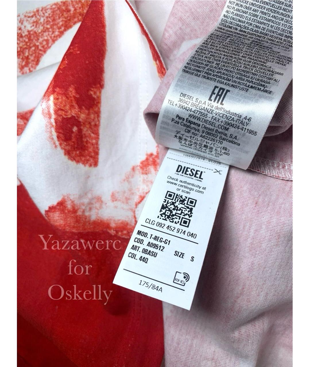 DIESEL Красная хлопковая футболка, фото 7