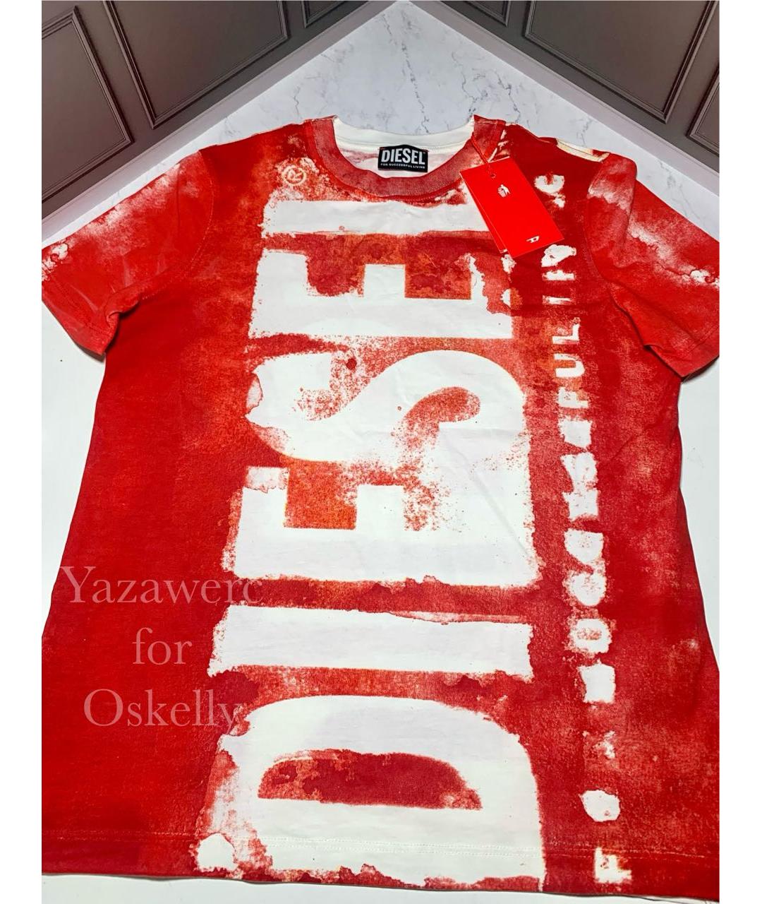 DIESEL Красная хлопковая футболка, фото 4