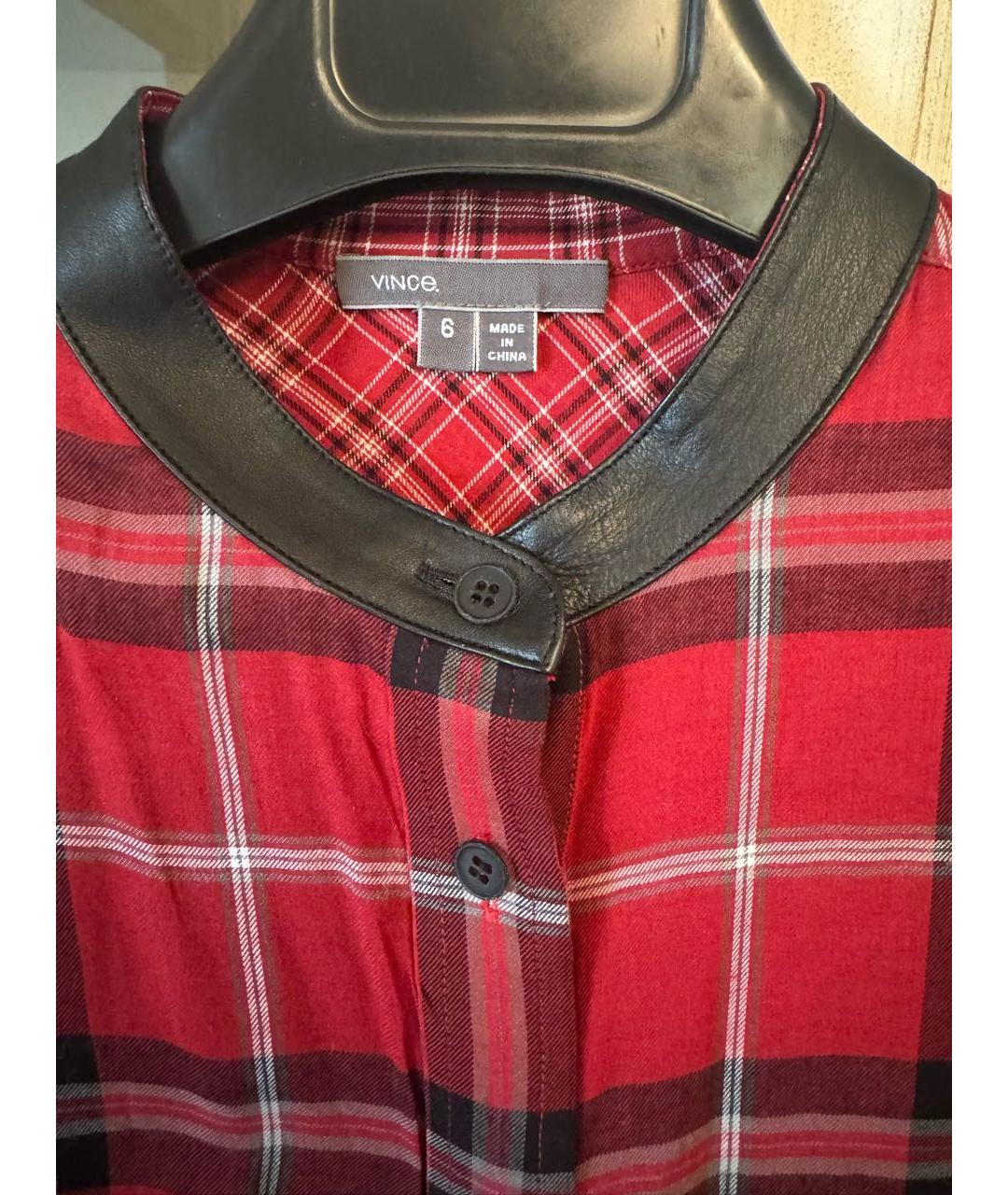 VINCE Бордовая хлопковая рубашка, фото 3