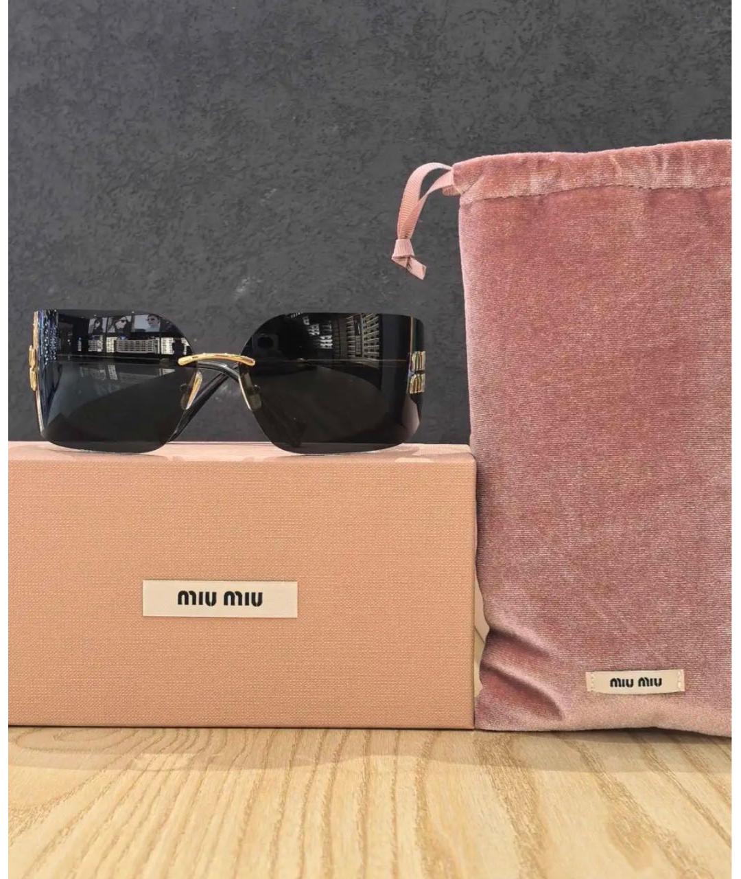 MIU MIU Золотые металлические солнцезащитные очки, фото 3