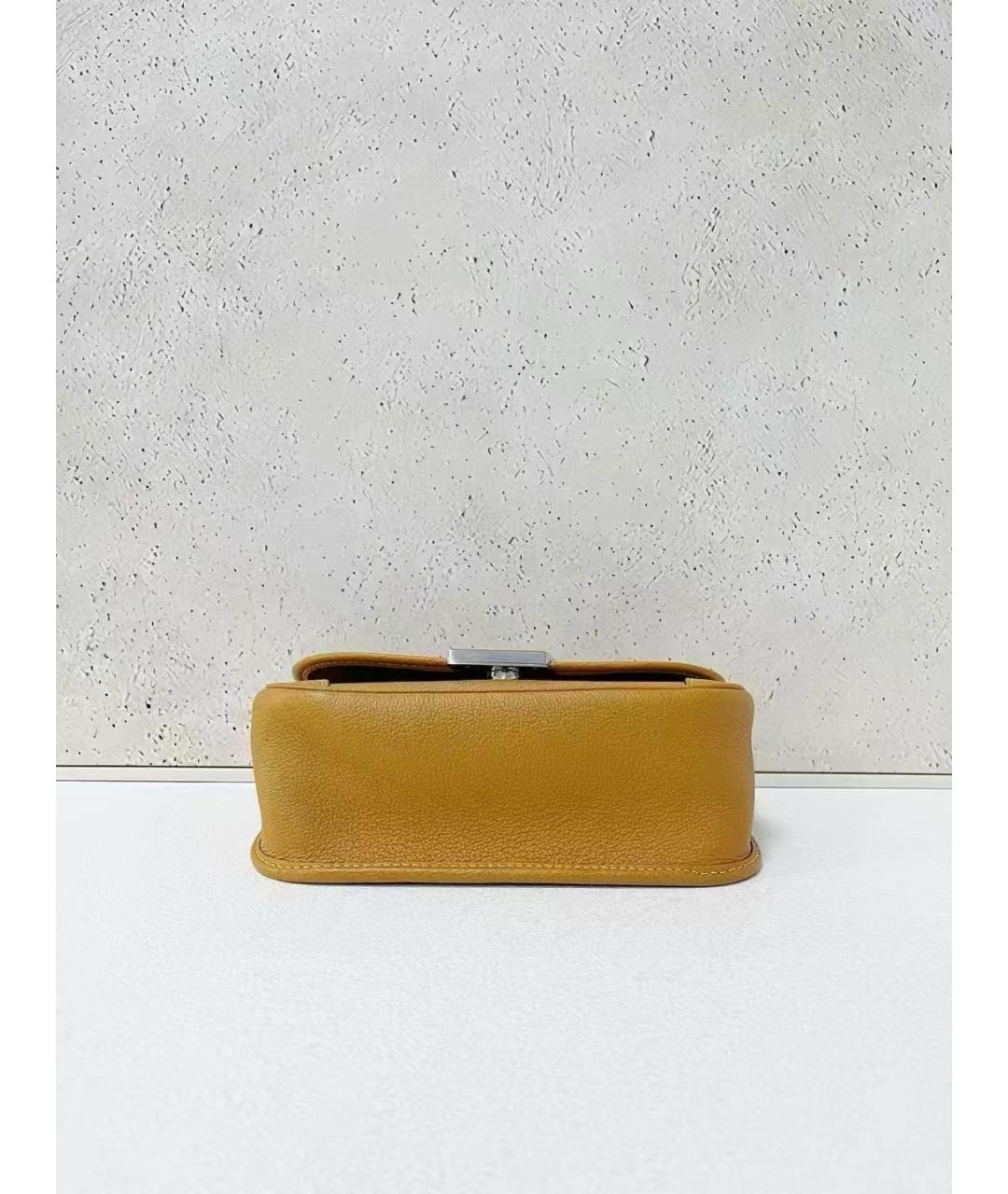 LOUIS VUITTON Горчичная кожаная сумка через плечо, фото 5