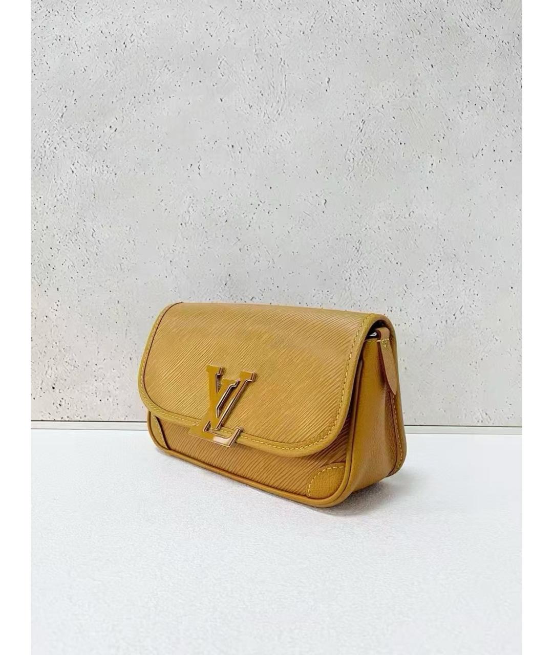 LOUIS VUITTON Горчичная кожаная сумка через плечо, фото 4