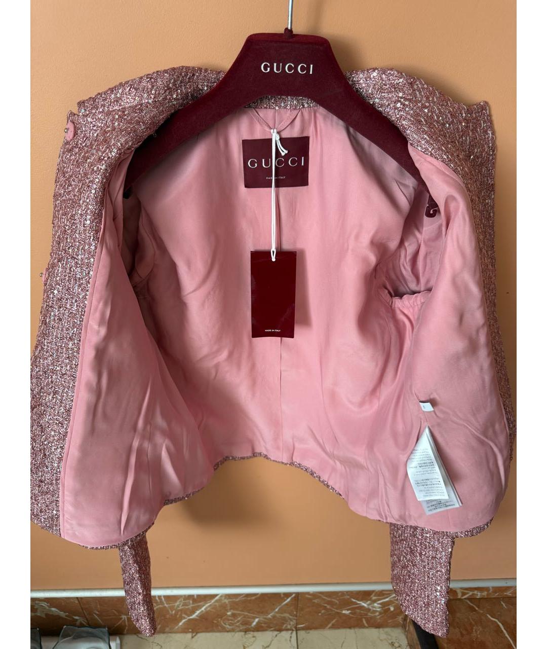 GUCCI Розовый полиэстеровый жакет/пиджак, фото 4