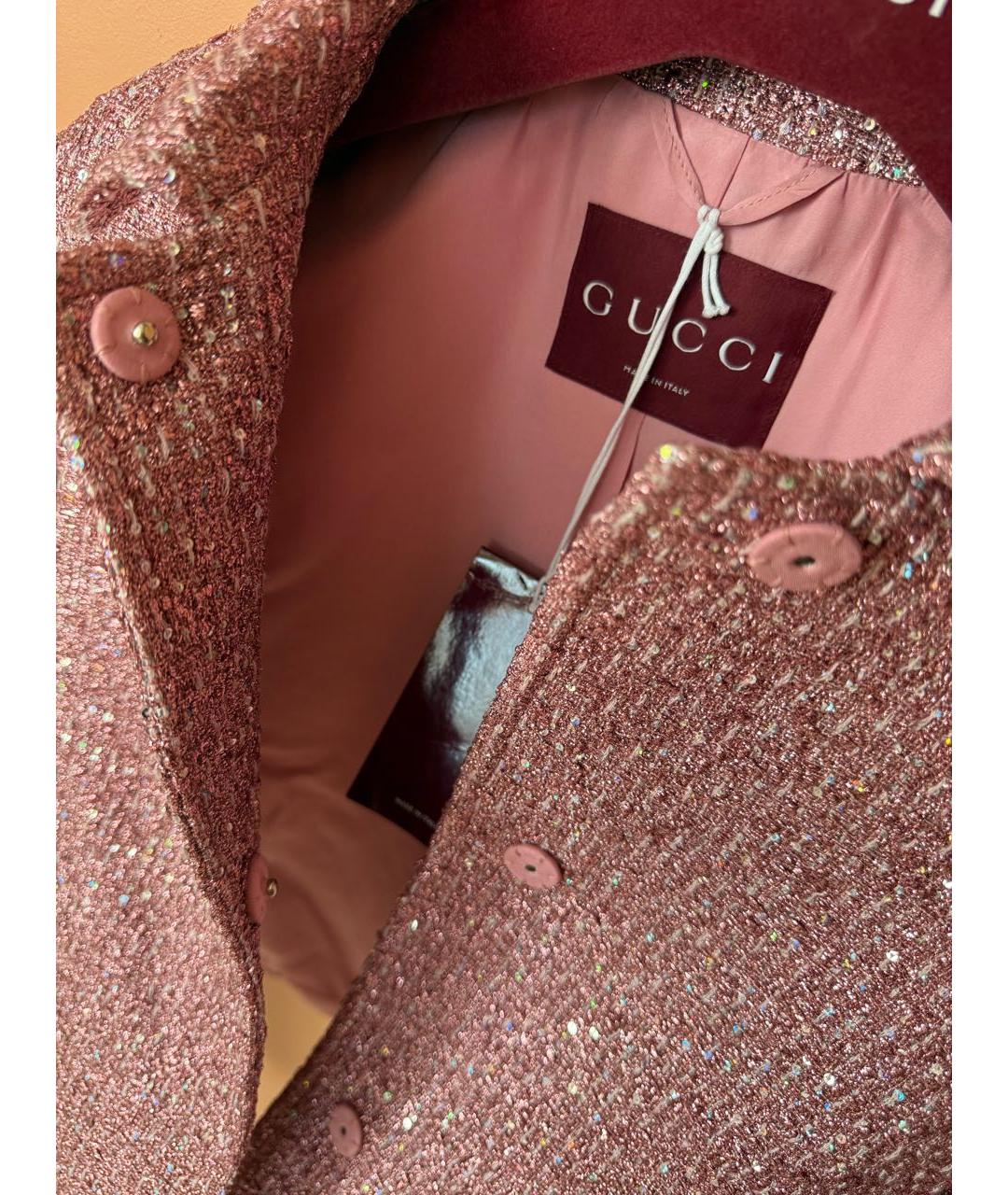 GUCCI Розовый полиэстеровый жакет/пиджак, фото 6