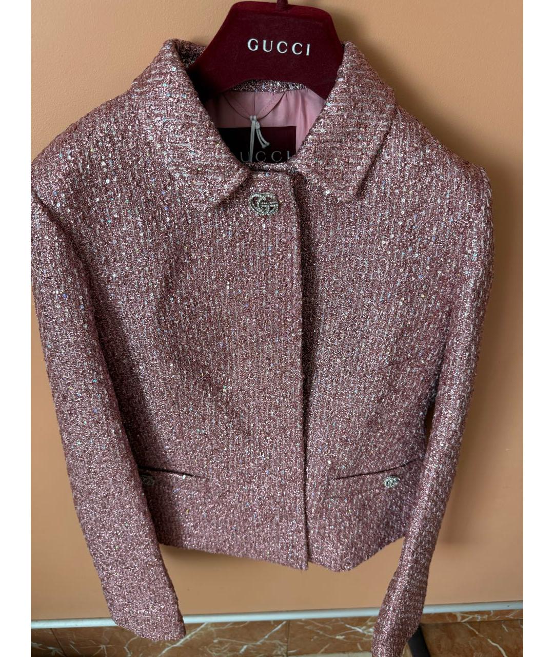 GUCCI Розовый полиэстеровый жакет/пиджак, фото 2