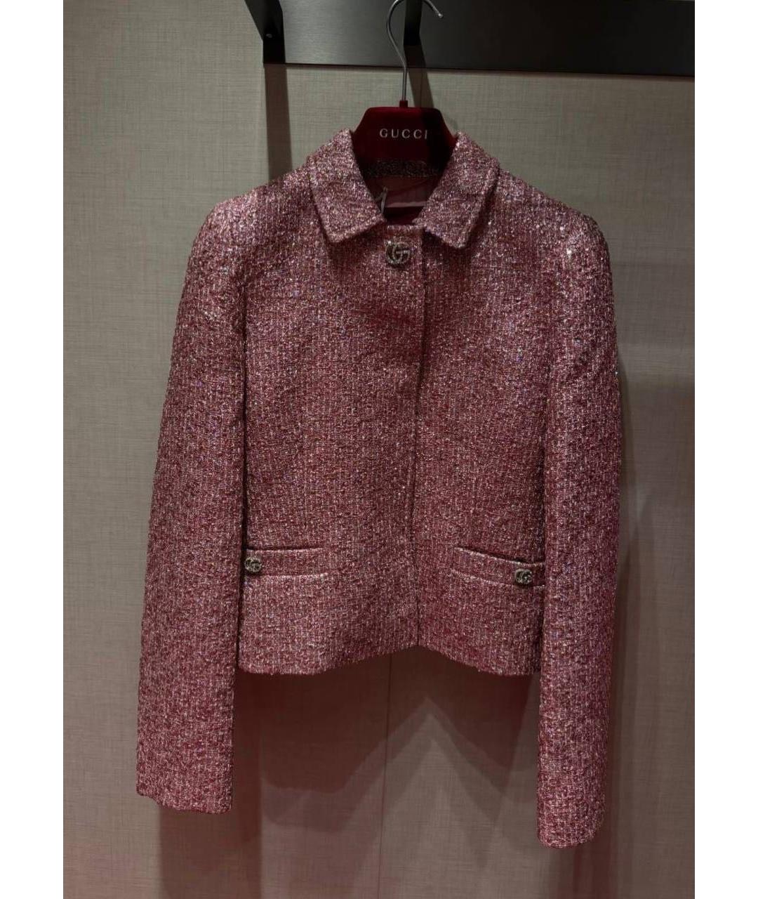 GUCCI Розовый полиэстеровый жакет/пиджак, фото 9