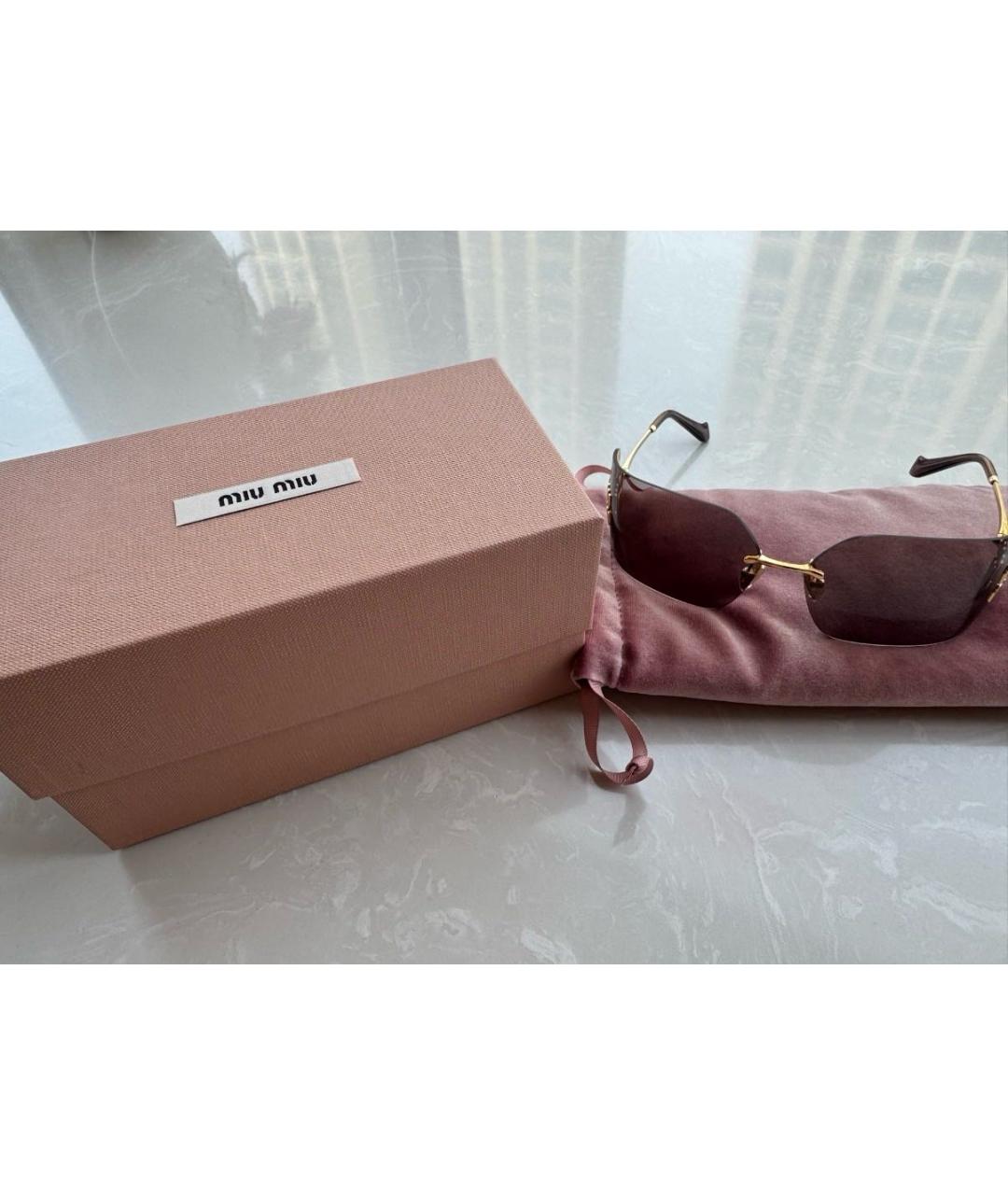 MIU MIU Золотые металлические солнцезащитные очки, фото 3