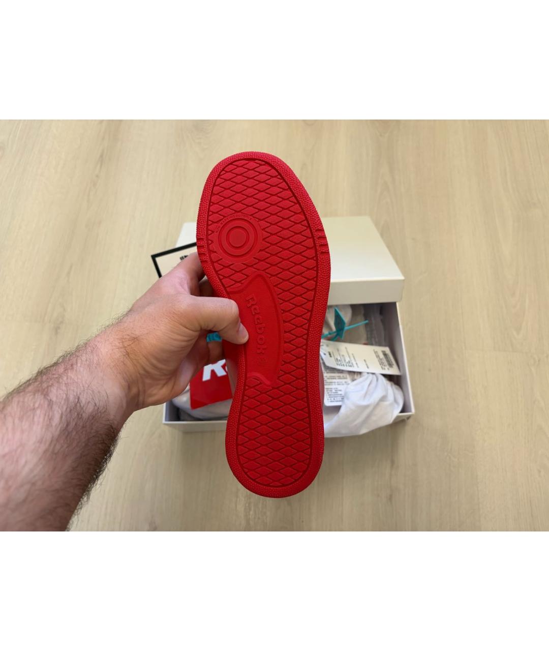 MAISON MARGIELA Бордовые кожаные низкие кроссовки / кеды, фото 5