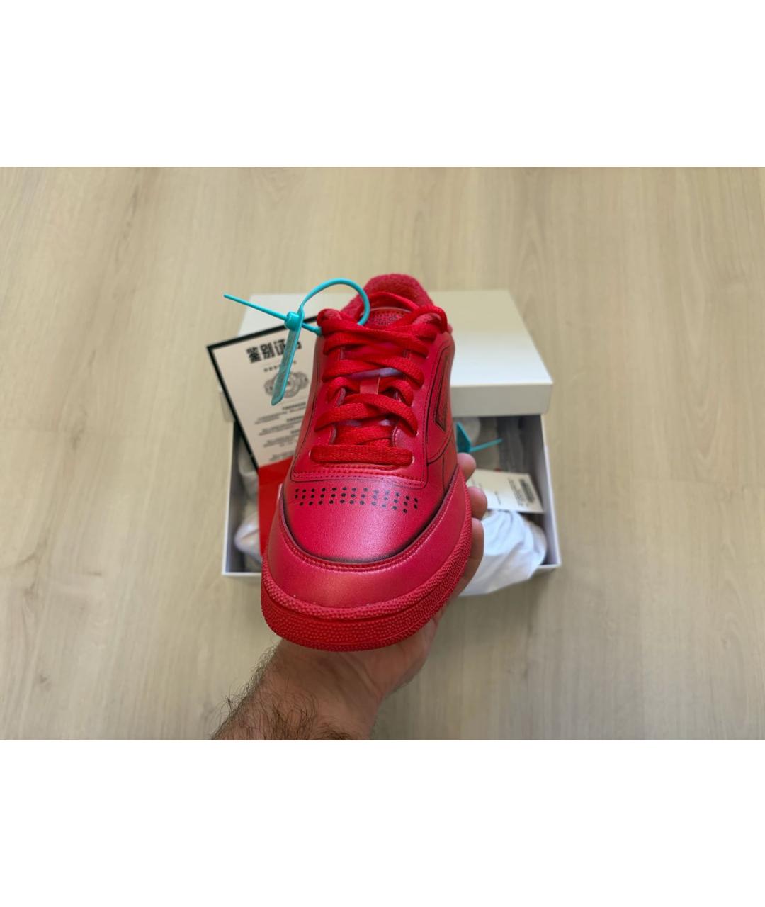 MAISON MARGIELA Бордовые кожаные низкие кроссовки / кеды, фото 2