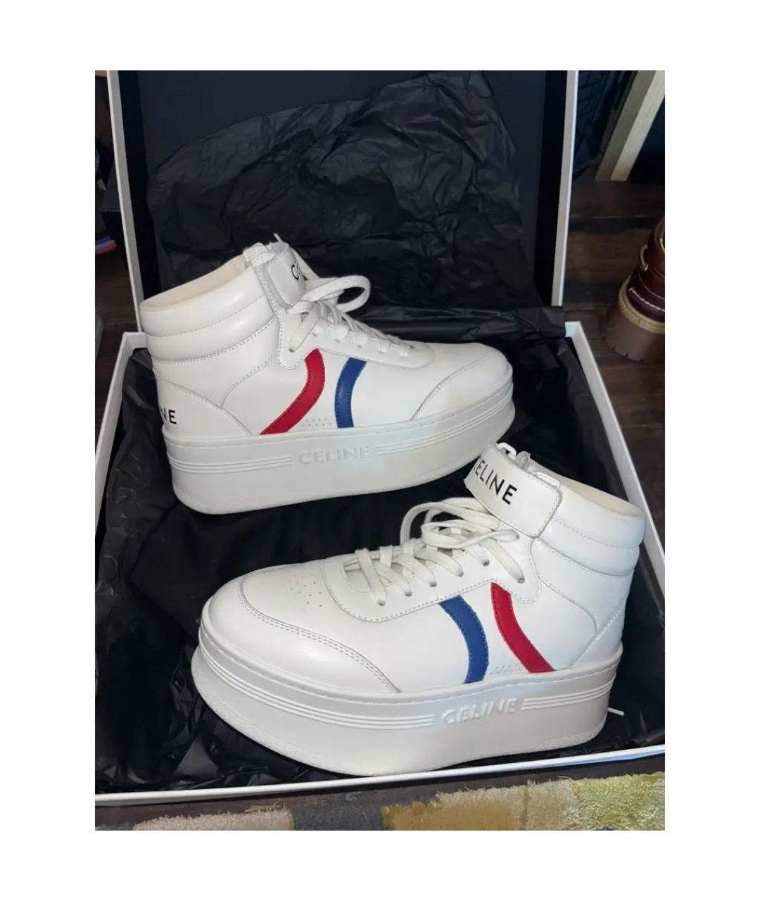 CELINE Белые кожаные кеды, фото 5