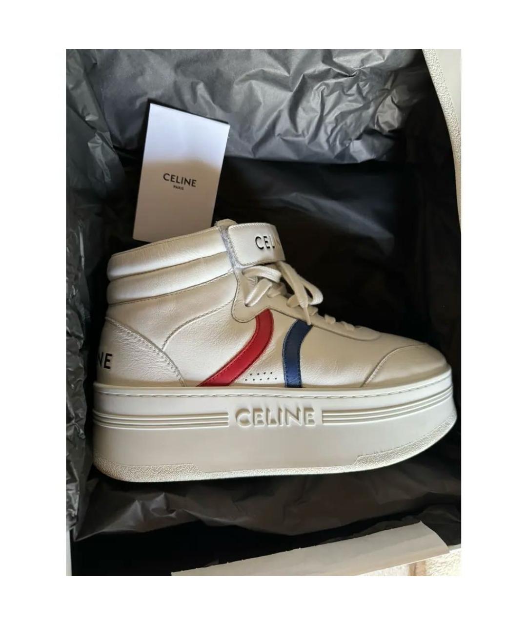 CELINE Белые кожаные кеды, фото 8