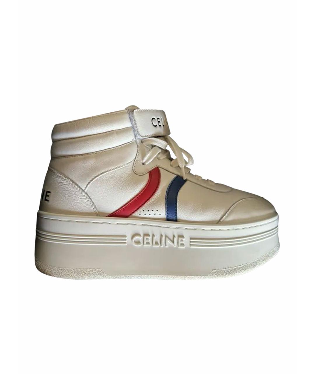 CELINE Белые кожаные кеды, фото 1