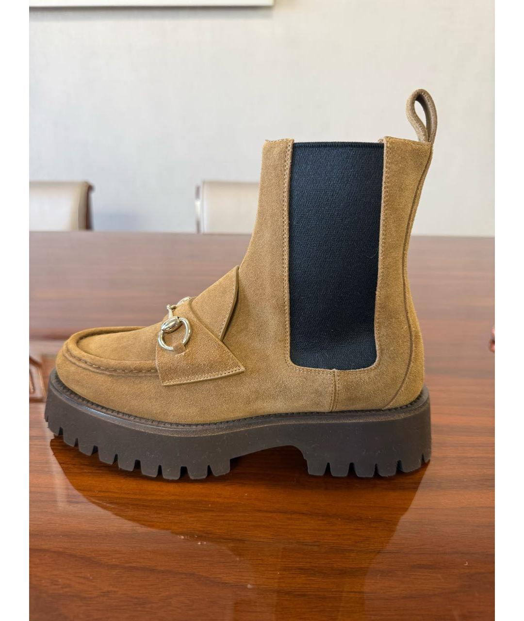 GUCCI Горчичные замшевые полусапоги, фото 4