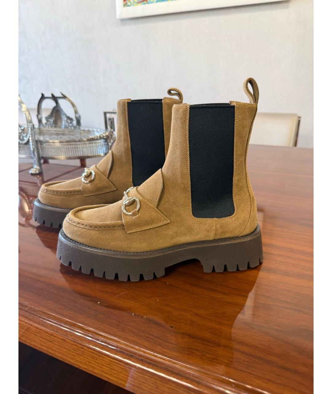 GUCCI Горчичные замшевые полусапоги, фото 2
