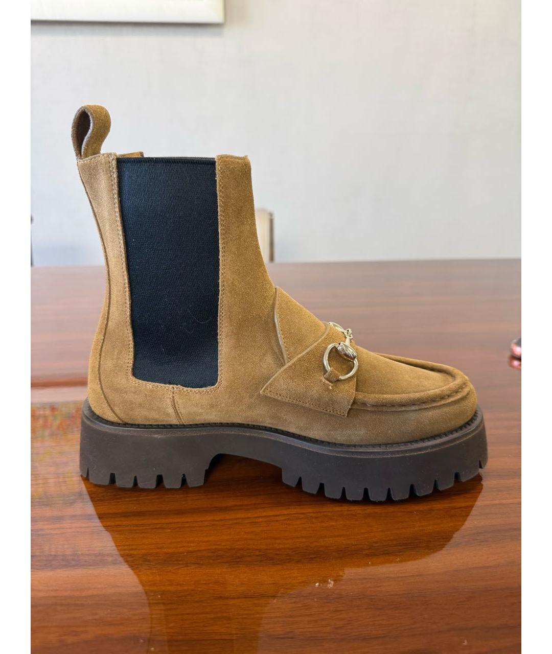 GUCCI Горчичные замшевые полусапоги, фото 5
