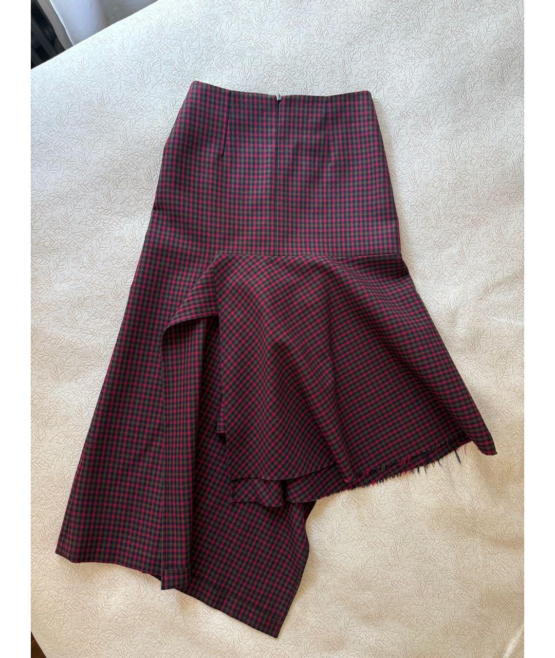 BALENCIAGA Бордовая шерстяная юбка миди, фото 2