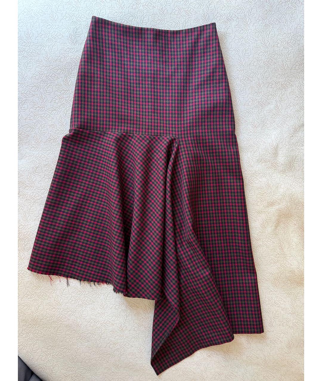 BALENCIAGA Бордовая шерстяная юбка миди, фото 6