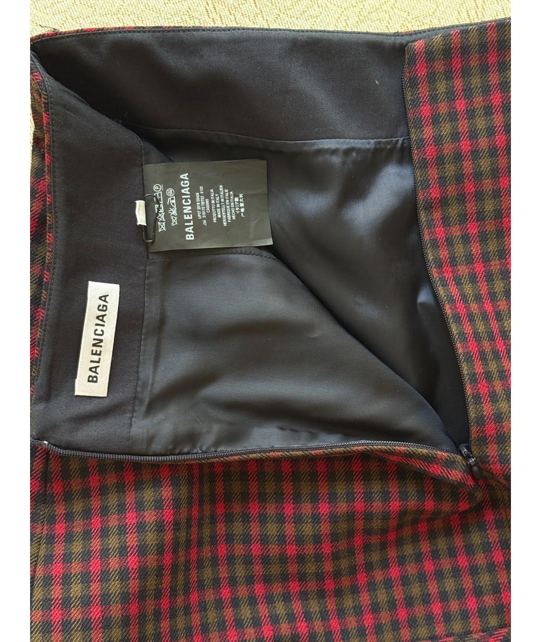 BALENCIAGA Бордовая шерстяная юбка миди, фото 3