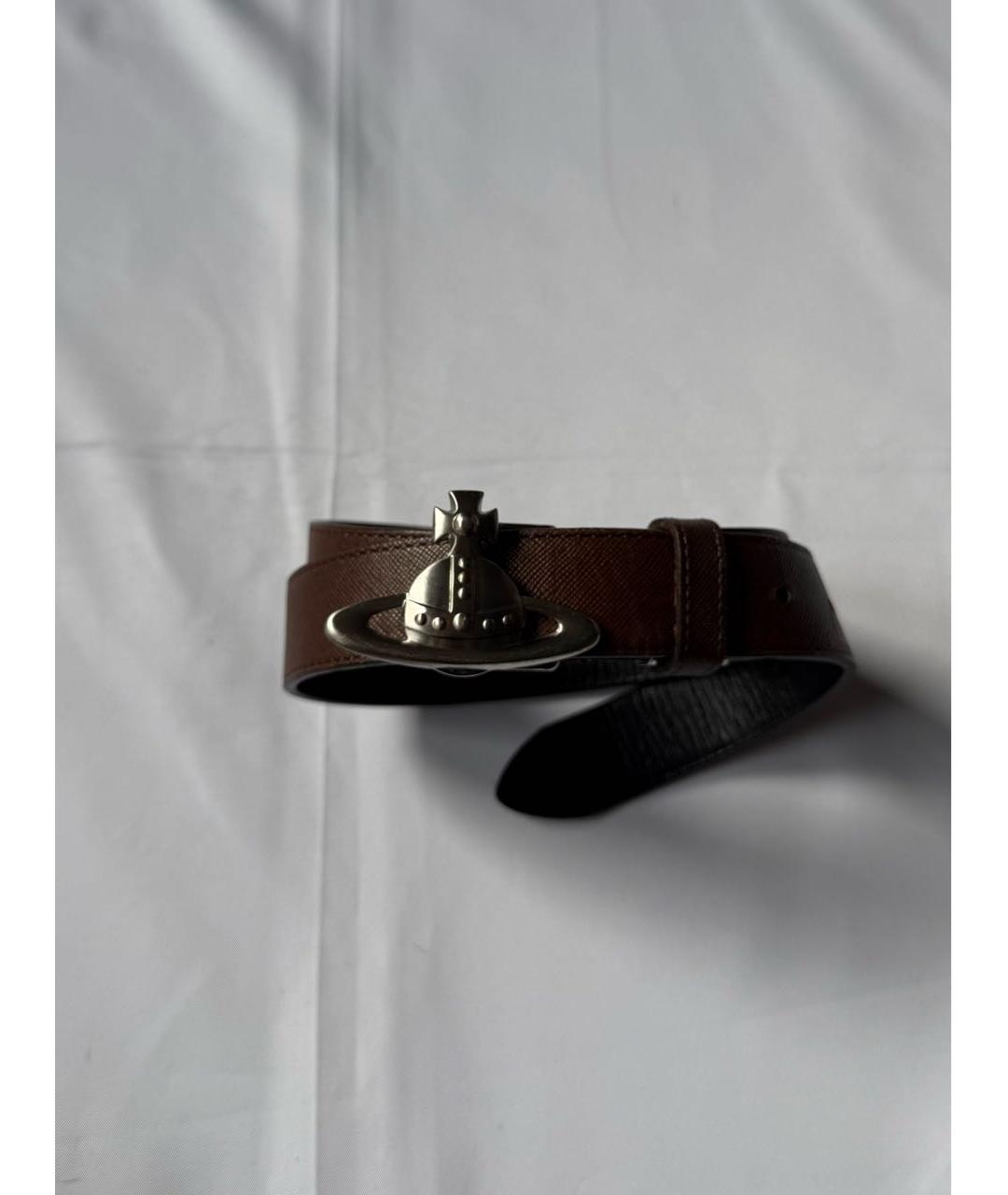 VIVIENNE WESTWOOD Коричневый кожаный ремень, фото 5