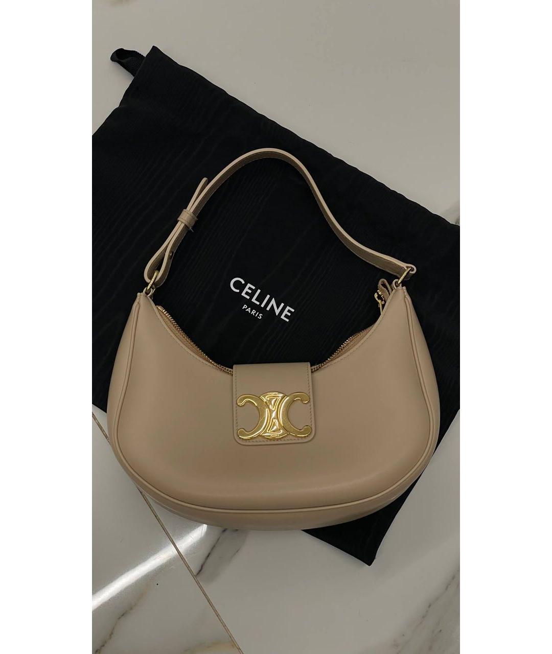CELINE Бежевая кожаная сумка через плечо, фото 3