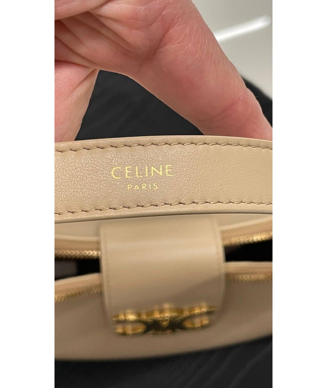 CELINE Бежевая кожаная сумка через плечо, фото 2