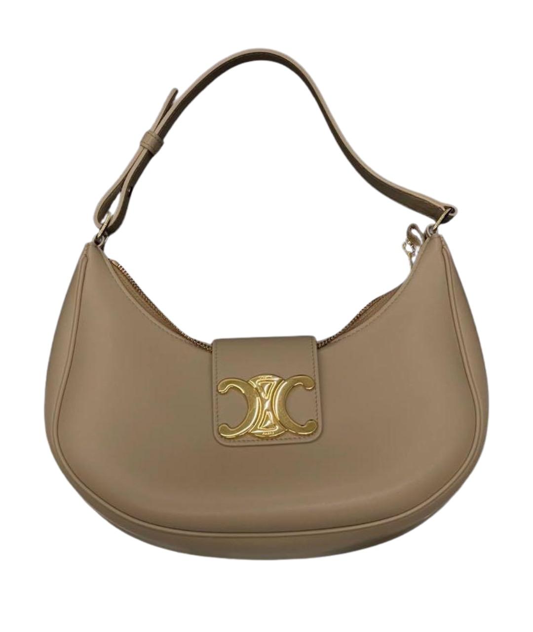 CELINE Бежевая кожаная сумка через плечо, фото 1