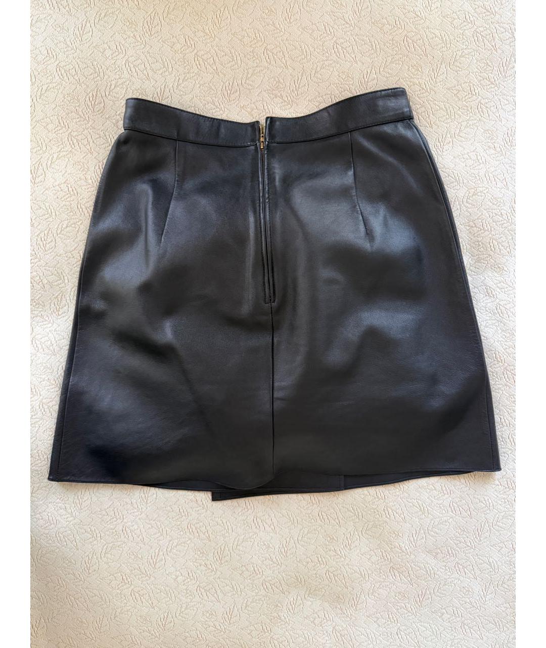 CELINE Черная кожаная юбка мини, фото 2