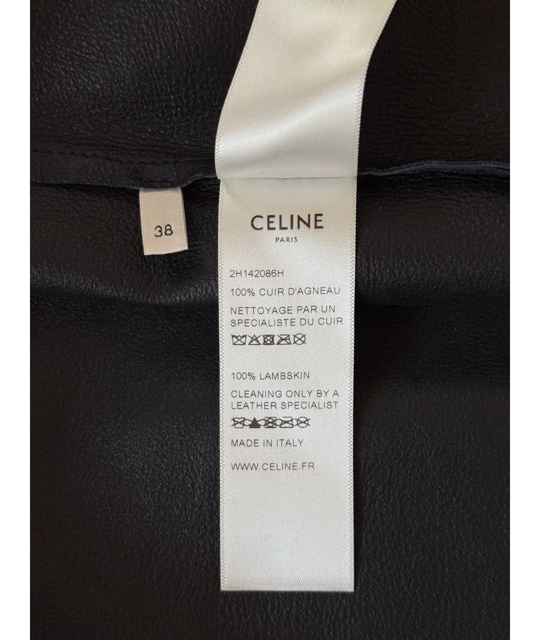 CELINE Черная кожаная юбка мини, фото 5