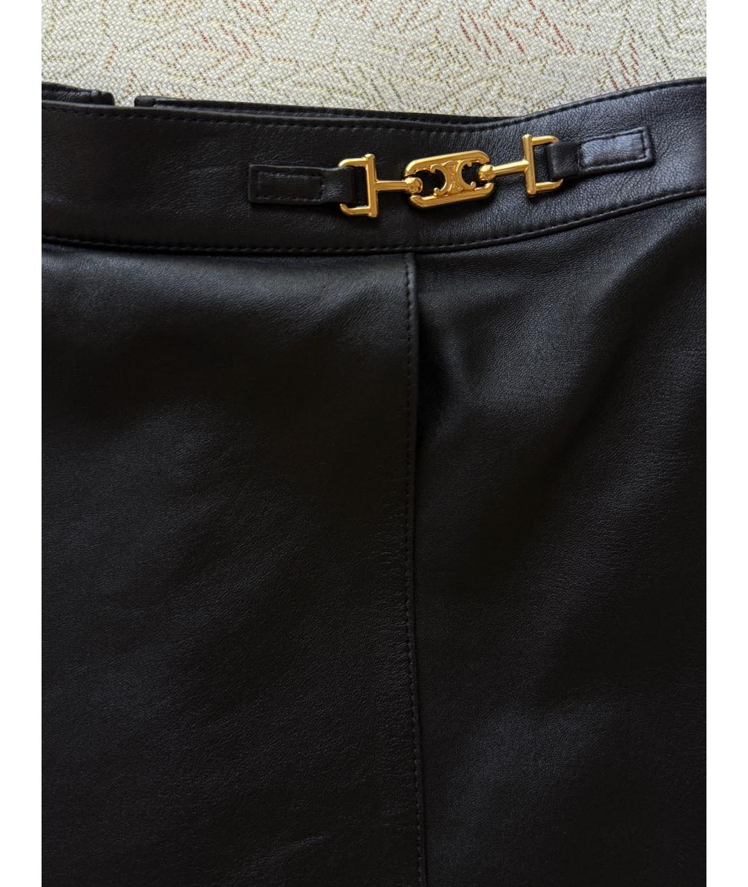CELINE Черная кожаная юбка мини, фото 4