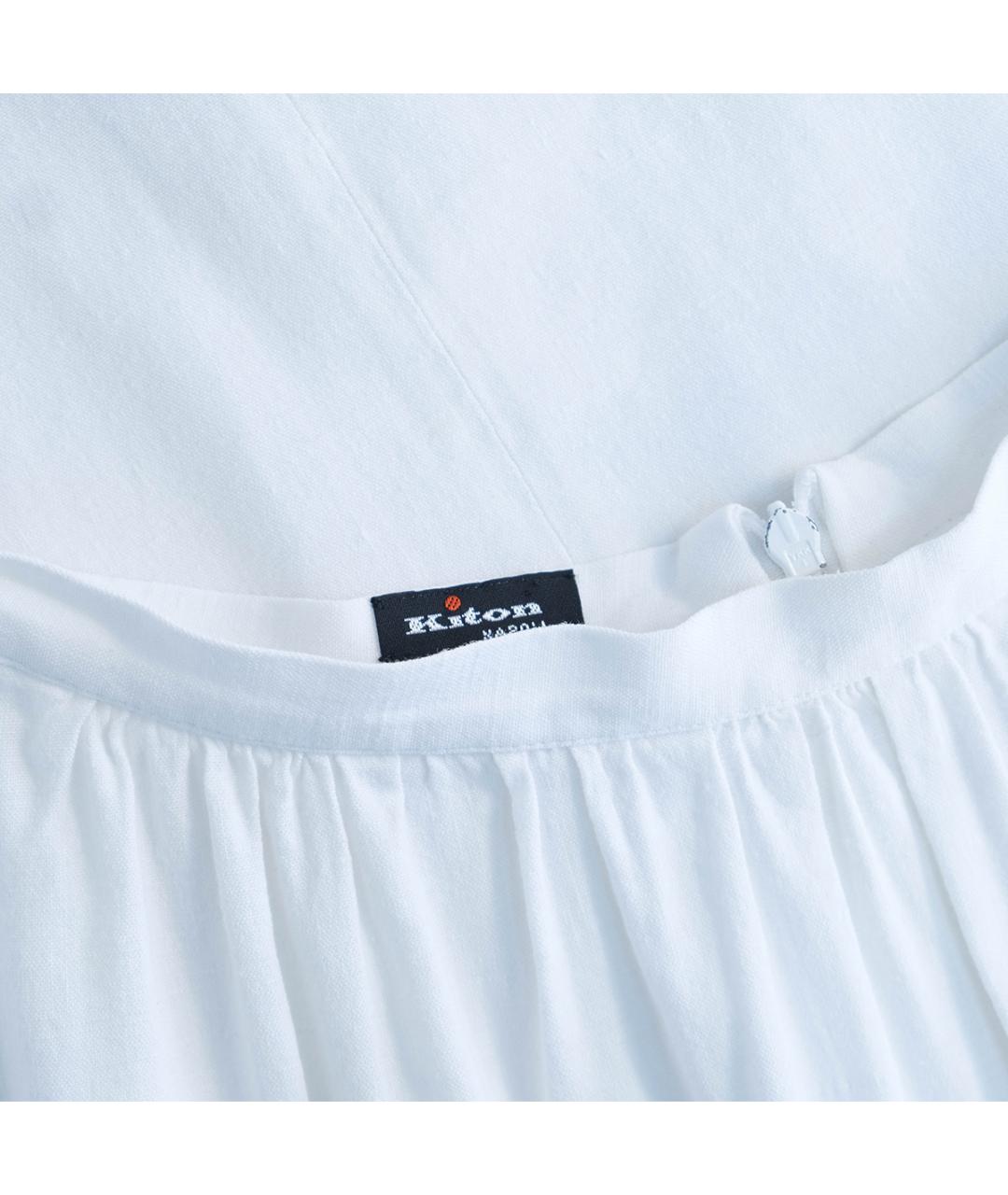 KITON Белая льняная юбка миди, фото 3