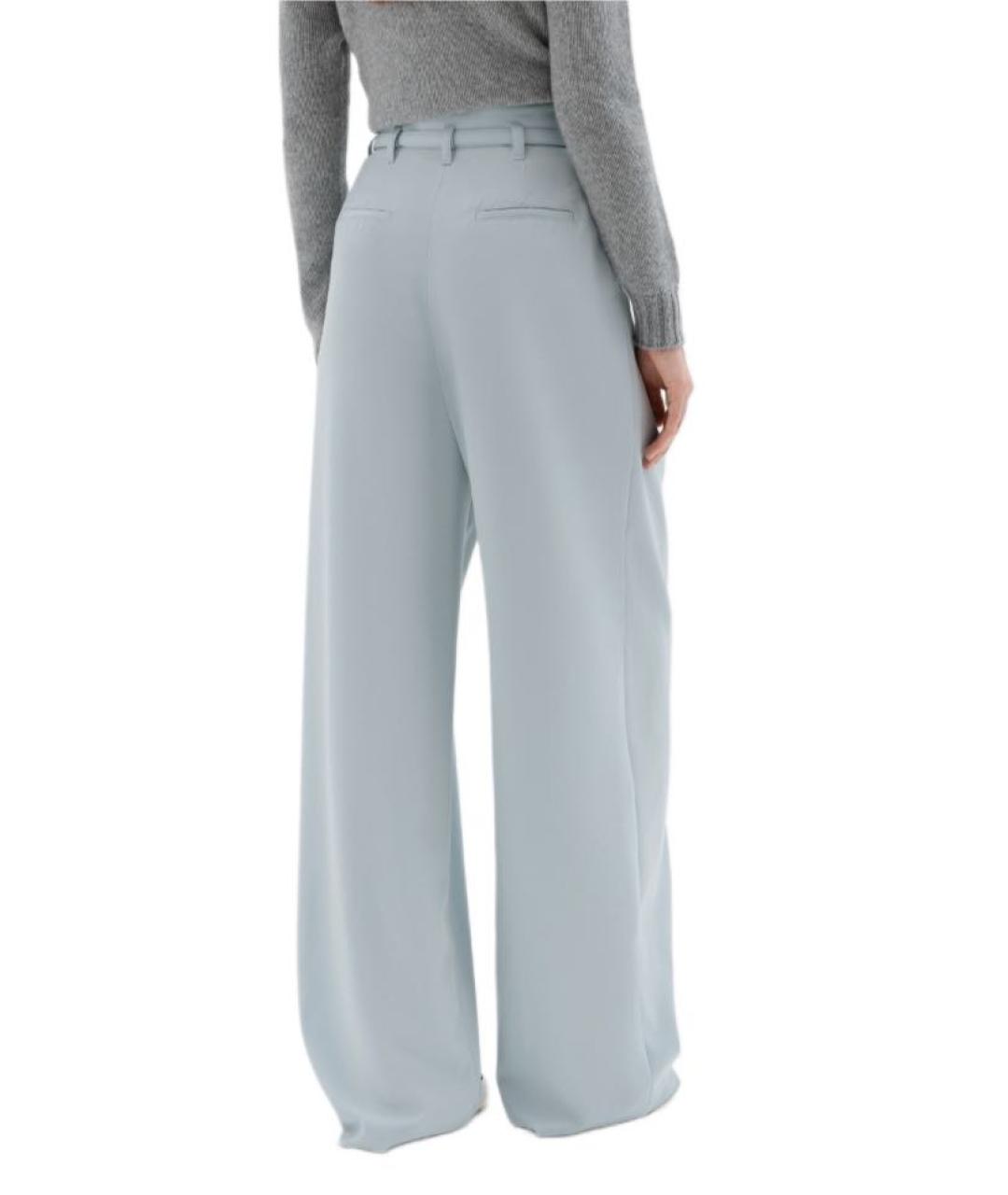 AGNONA Голубые шерстяные брюки широкие, фото 3