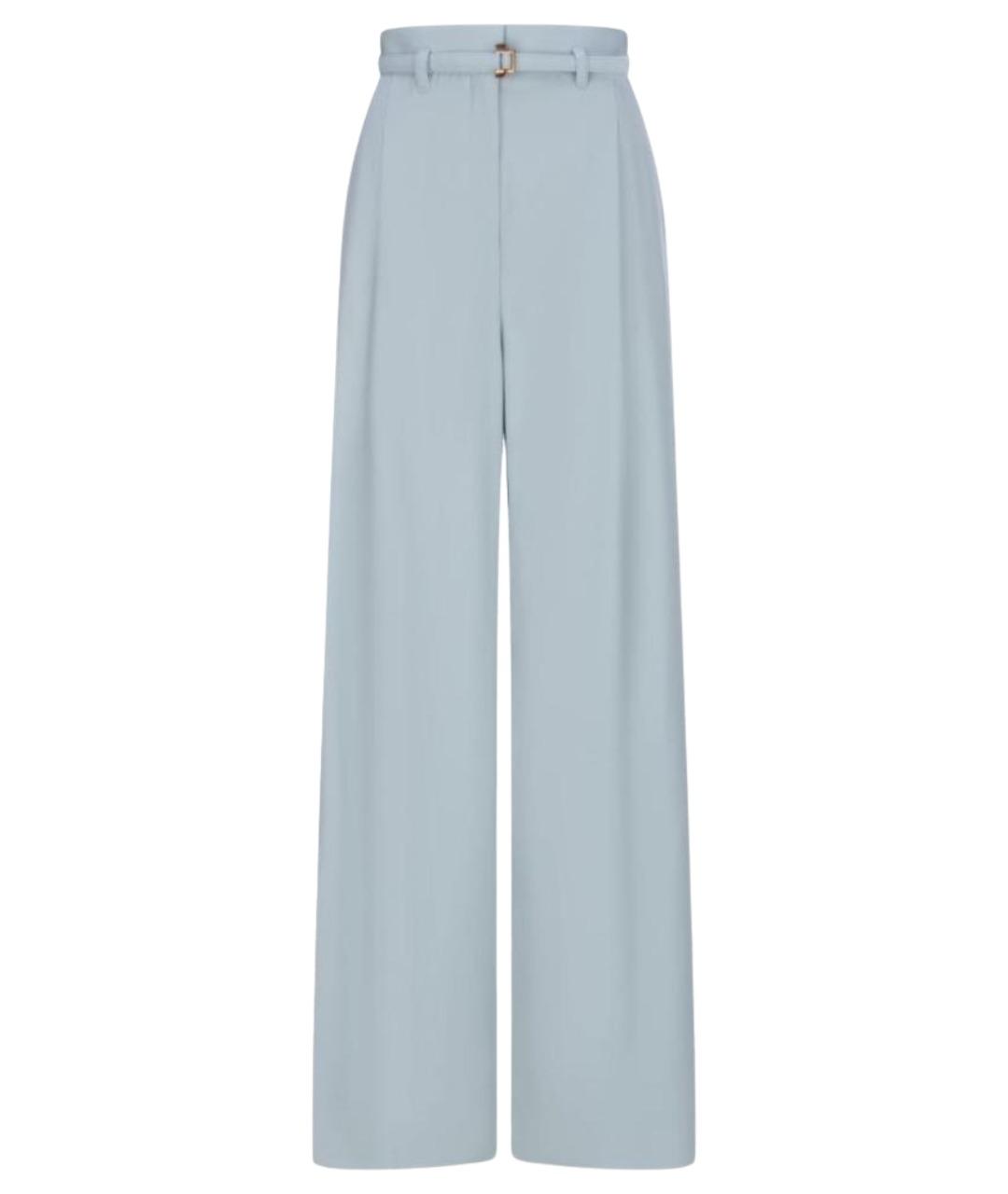 AGNONA Голубые шерстяные брюки широкие, фото 1