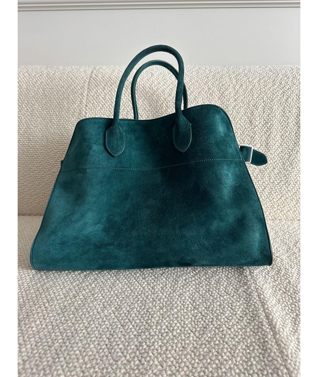 THE ROW Зеленая замшевая сумка тоут, фото 7