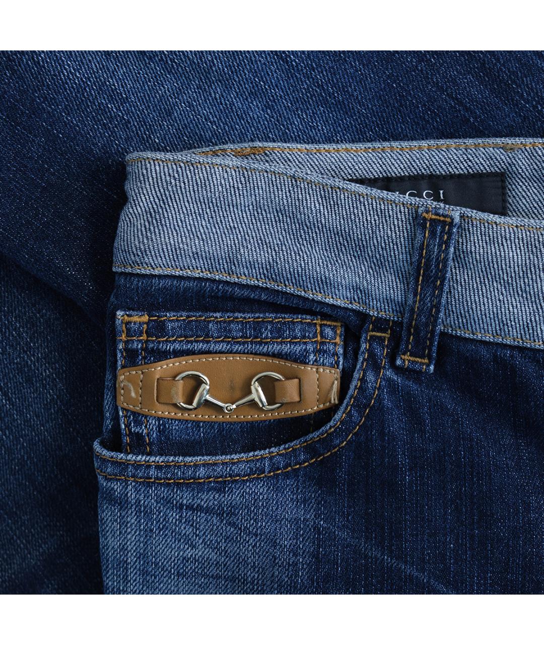 GUCCI Синие хлопковые джинсы слим, фото 5