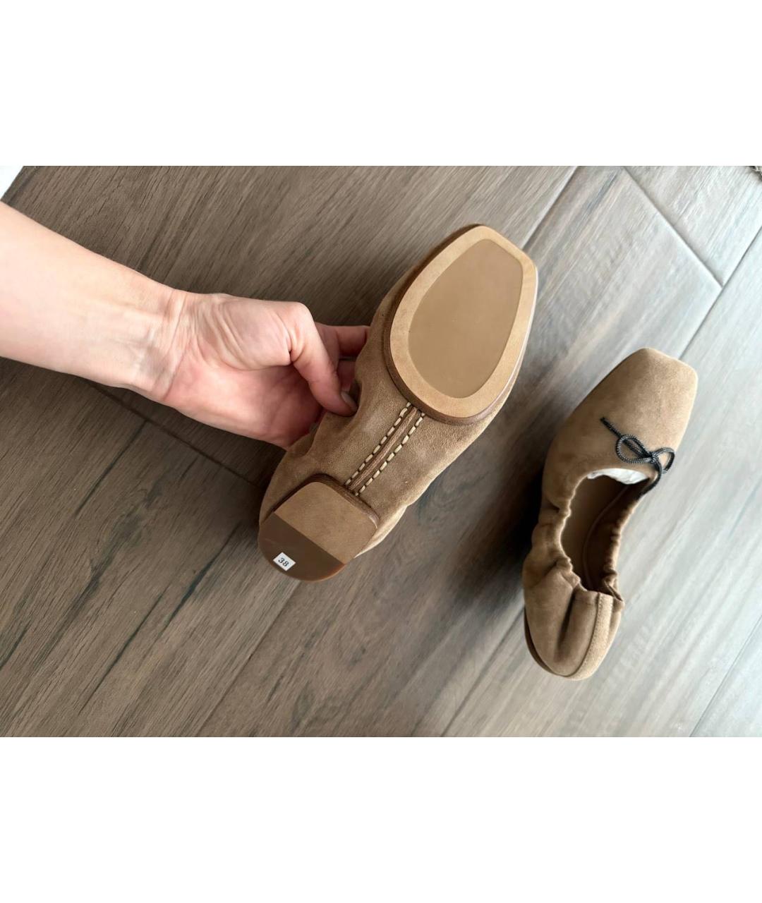 BRUNELLO CUCINELLI Бежевые замшевые балетки, фото 6