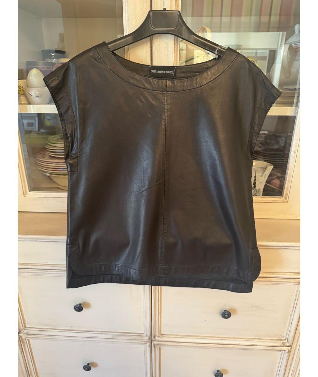 ZADIG & VOLTAIRE Черный кожаный жилет, фото 5