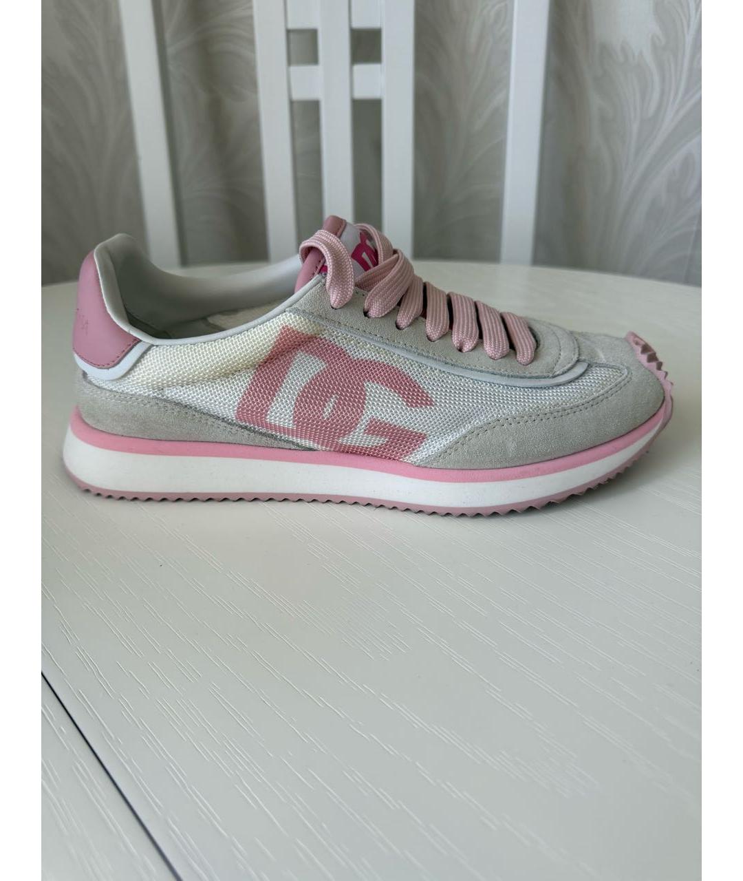 DOLCE&GABBANA Розовые текстильные кроссовки, фото 6