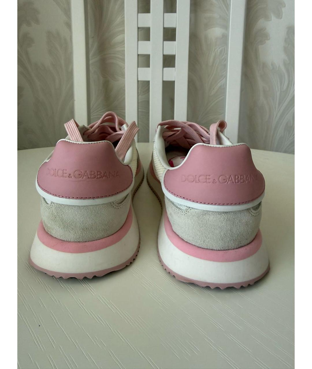 DOLCE&GABBANA Розовые текстильные кроссовки, фото 4