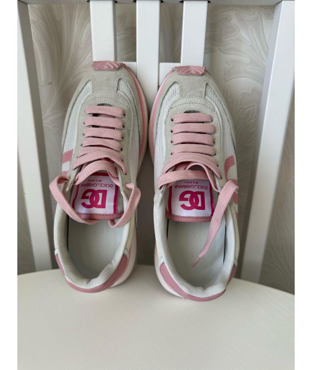 DOLCE&GABBANA Розовые текстильные кроссовки, фото 3