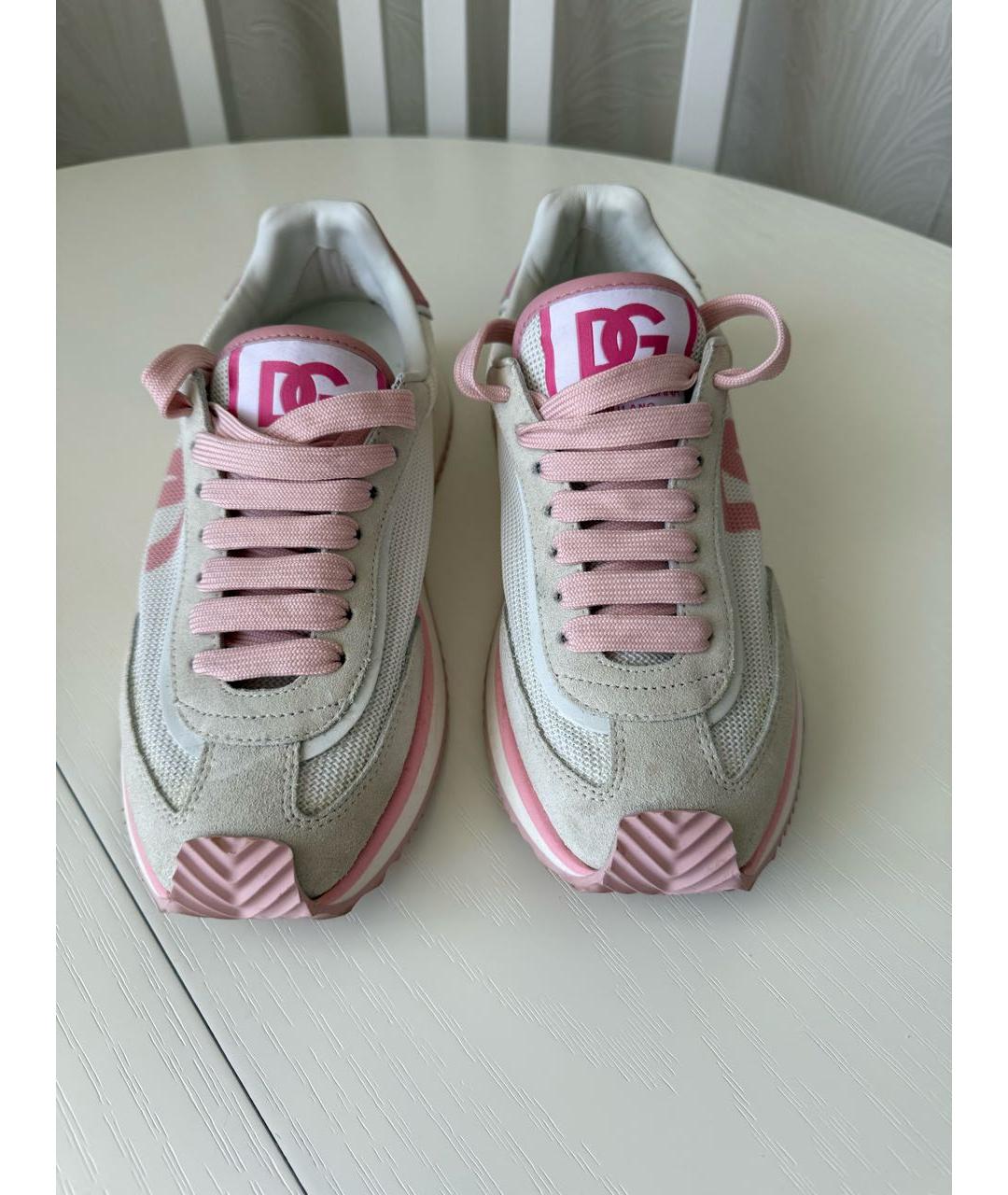DOLCE&GABBANA Розовые текстильные кроссовки, фото 2