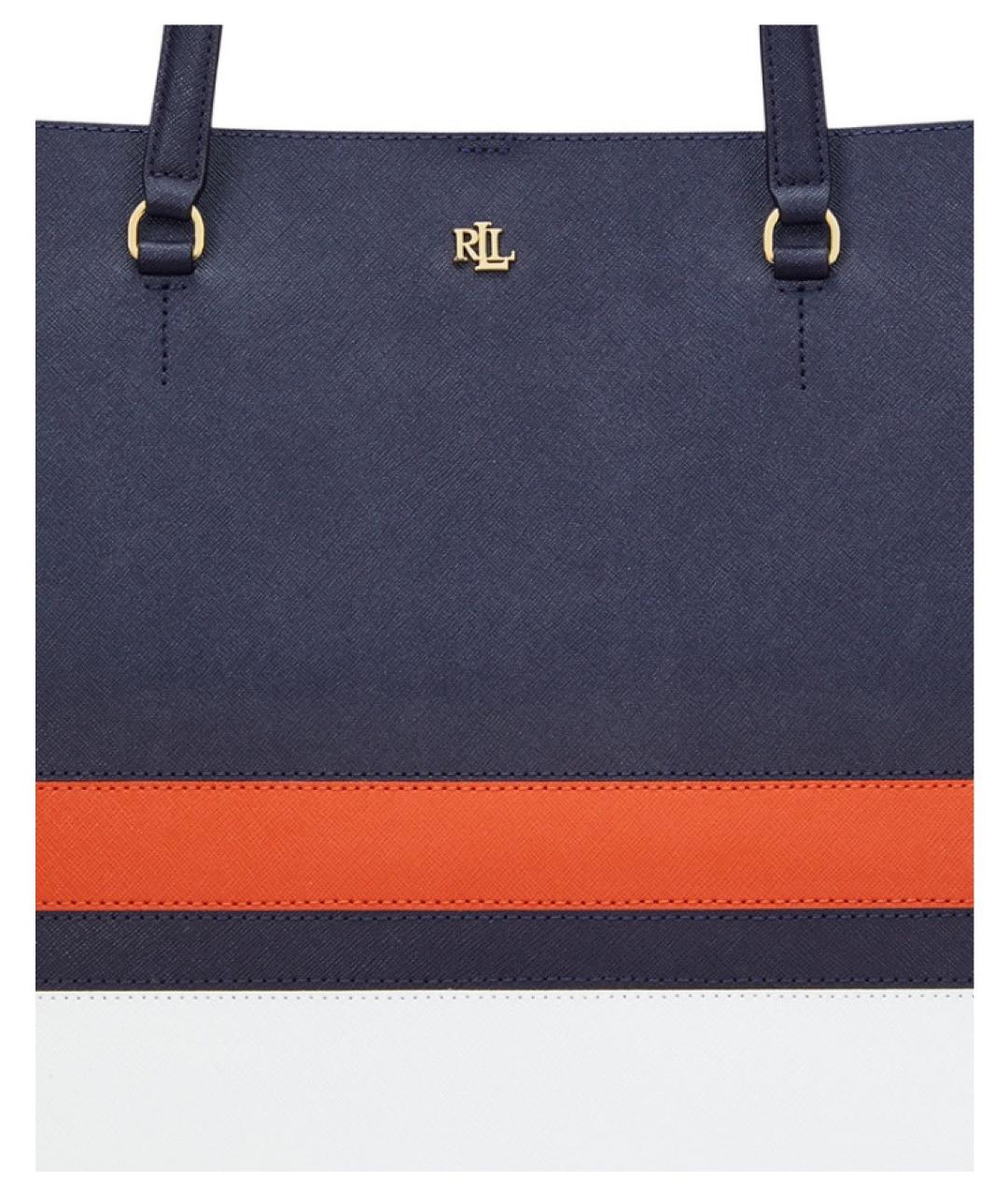 RALPH LAUREN Синяя кожаная сумка тоут, фото 6