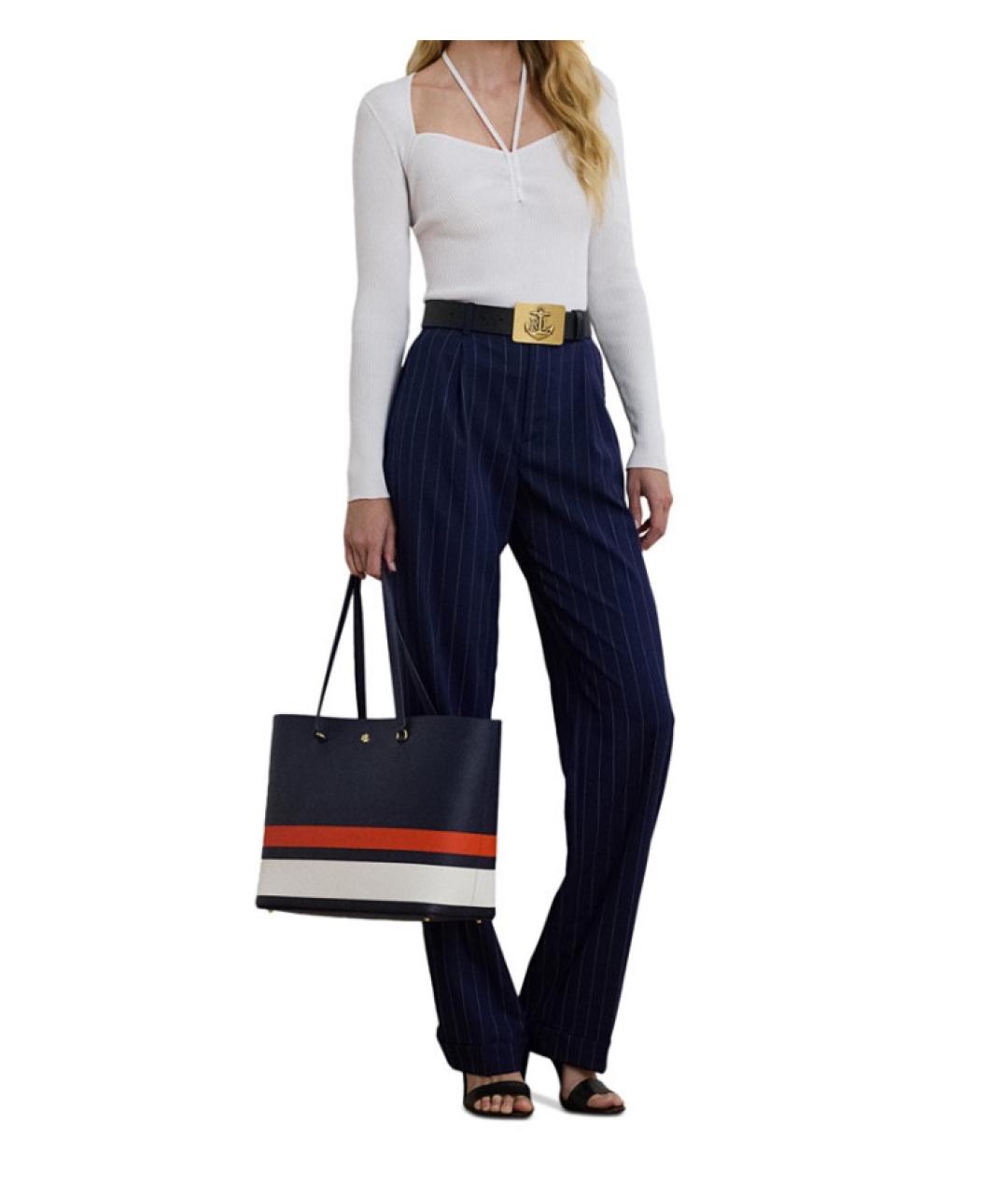 RALPH LAUREN Синяя кожаная сумка тоут, фото 5